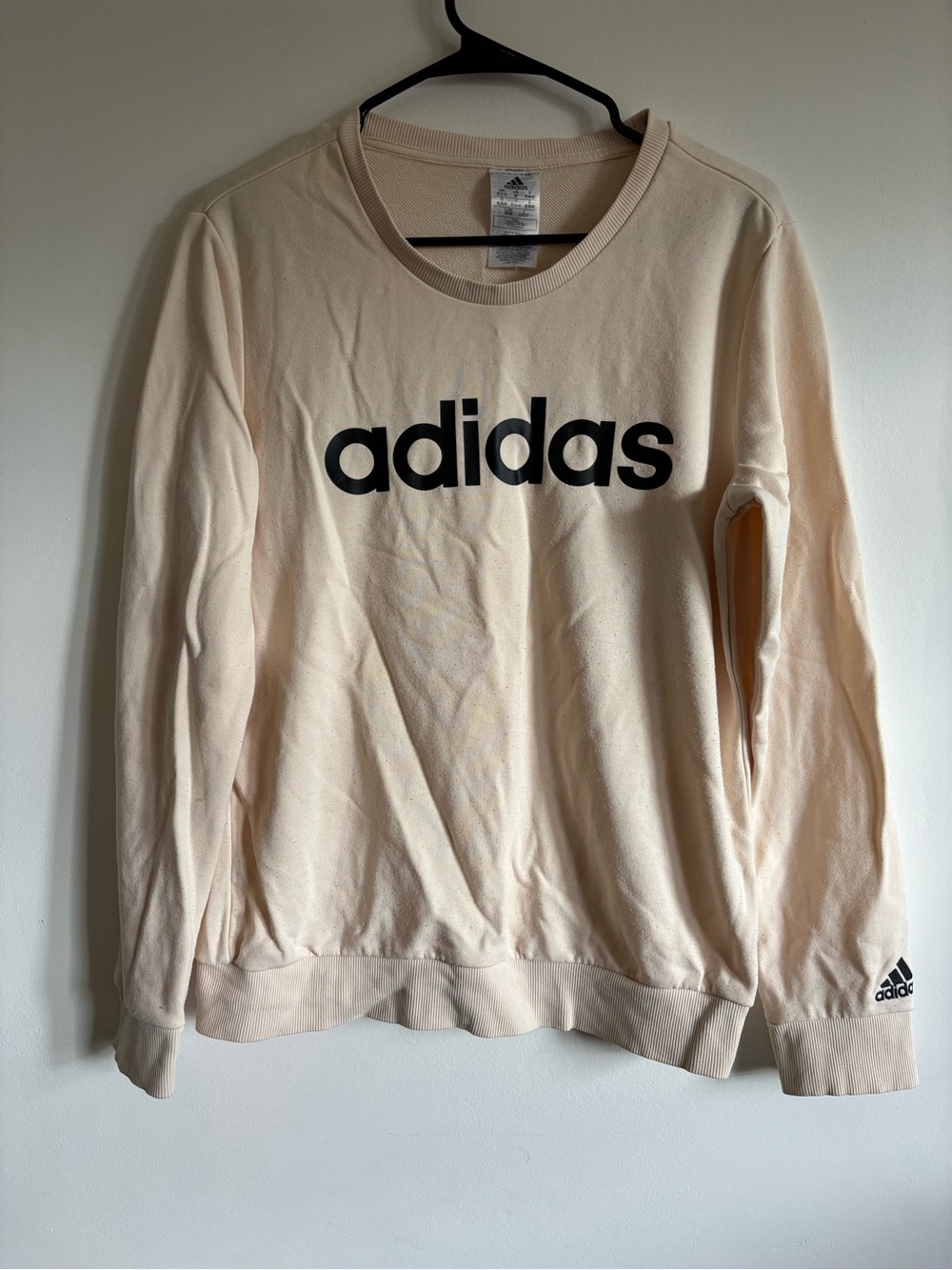 adidas Cream Crewneck Sweatshirt with Black Logo